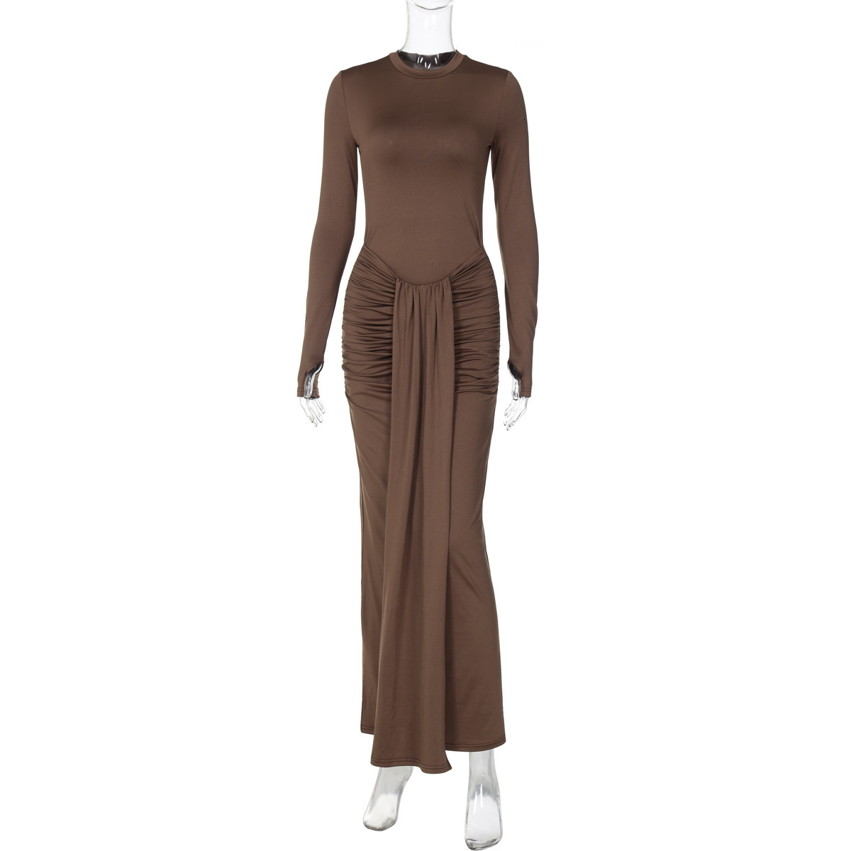 Fashionable Personalized Mid Waist Lace Up Slimming Long Sleeved Dress For Women's Fashion New4 Autumn And Winter New Products