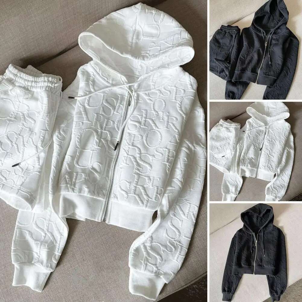 2025 New 2-piece/set Women's Hoodie Shorts Set Hoodie Zipper Long Sleeve Short Coat Elastic High Waist Pants Designer Sport Autumn/Winter Sport S
