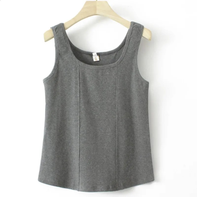 Plus Size Clothes Women Tank Tops Cotton U-Neck Splicing Pressing Line Sleeveless Garment Summer 250224