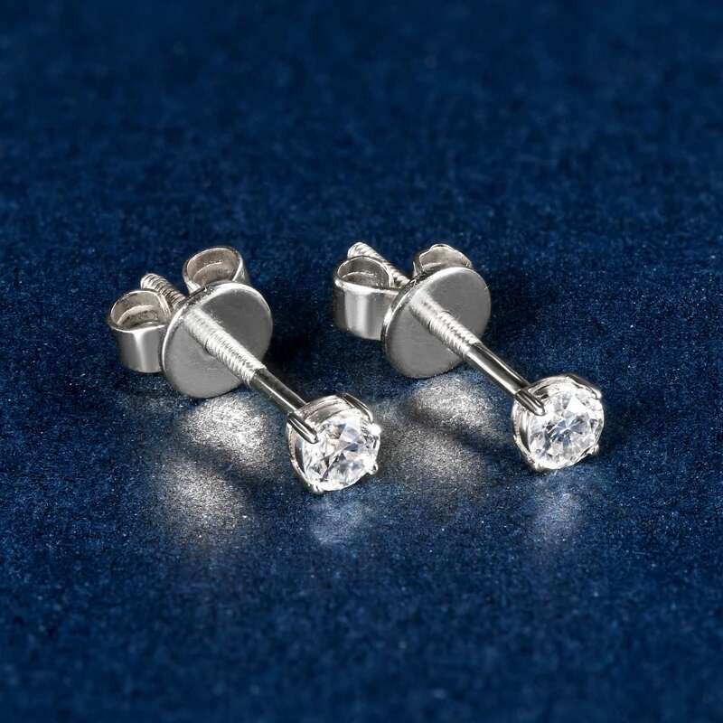 Solid 10K Stud D Color Moissanite Piercing Earrings 2ct Certified Yellow White Gold Jewelry for Men Women 1.2ct