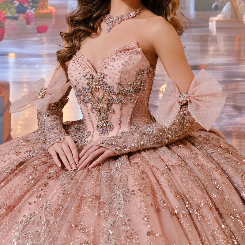Pink Shiny Quinceanera Dresses Ball Gown Off The Shoulder Applique Lace Beads Bow Corset Tull Party Birthday Sweet 16 Vestidos 15 Anos