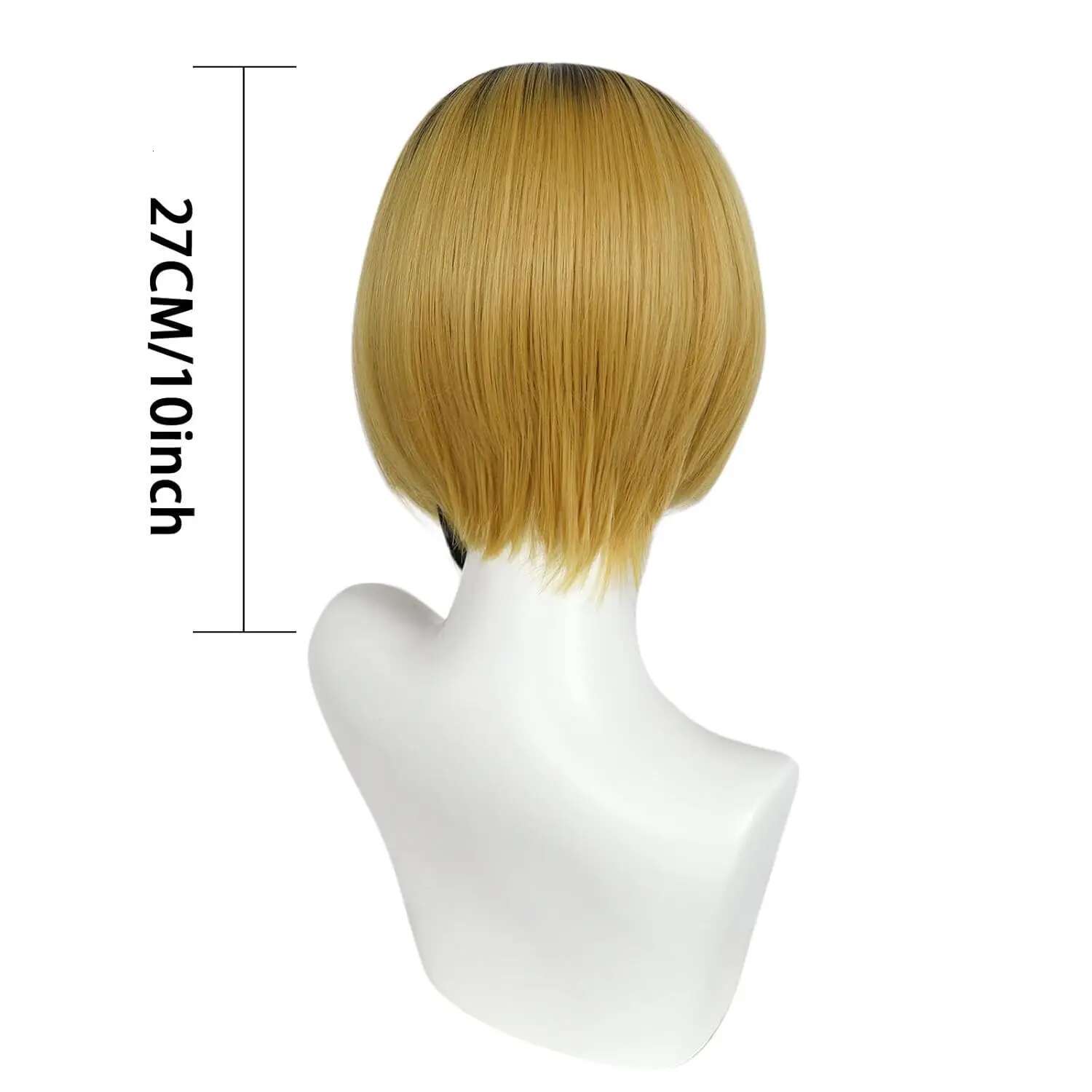 Kozume Kenma Synthetic Men Haikyu Short Straight Black To Gold Anime Cosplay Wig For Halloween