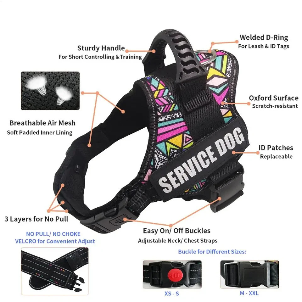 Favorite Pet Dog Harness Service Dog And Emotional Support Harness Vest With Removable Reflective Patches For Large Medium Puppy 250224