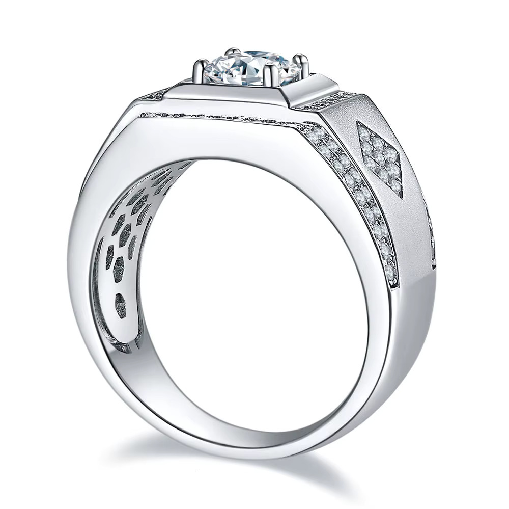 Moissanite Ring Engagement Sier Hip Hop Men's Fashion Accessories