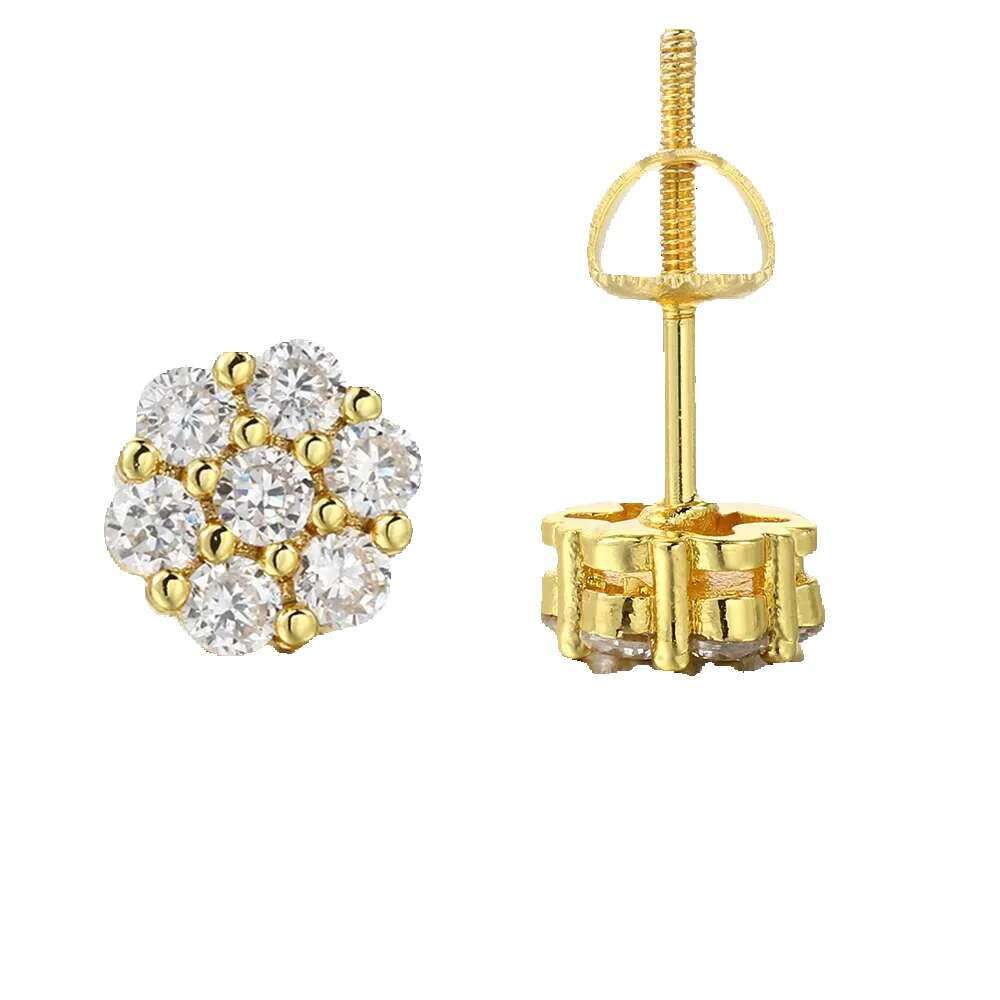wer Iced Out CZ Earrings Gold Color Screw Ear Stud For Women Men Cool Punk Hip Hop Jewelry Gifts Wholesale OHE175