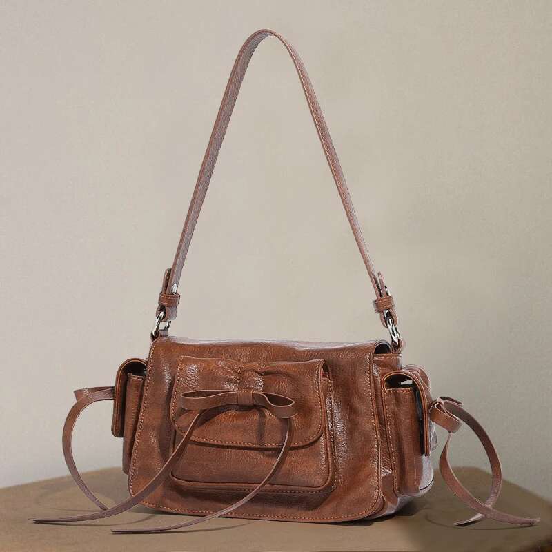 England Style Small Bags For Women Designer Handbags Purses New In PU Vintage Bow Multiple Pockets Underarm Shoulder