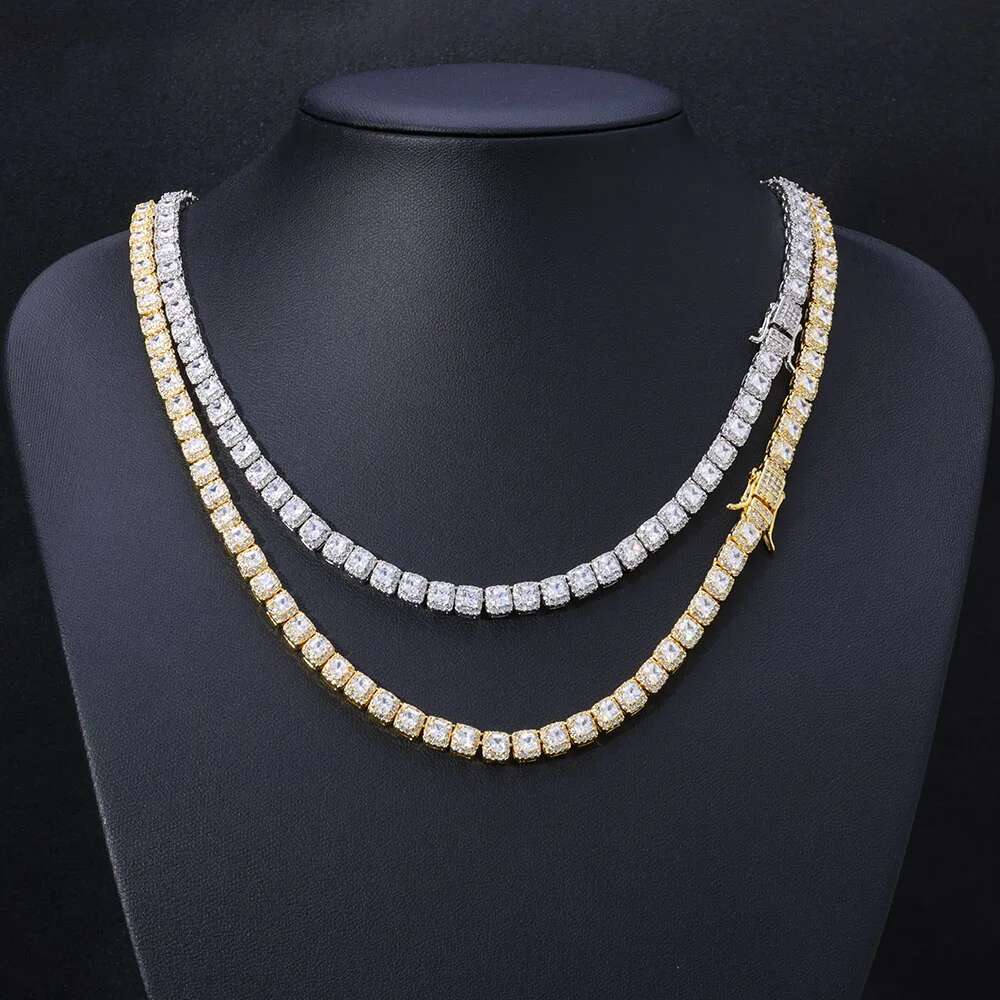 Women's 5mm Full Dia Cuban Hip Hop Rock Sugar Personalized Splicing CZ Bg Tennis Chain Valentine's Day Gift