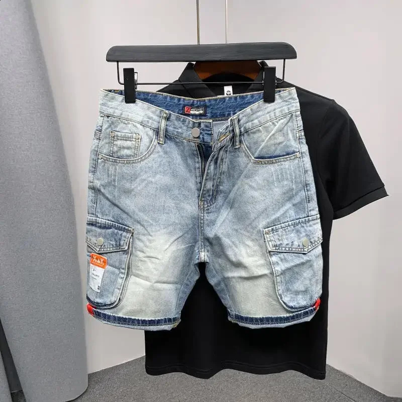 Mens Short Jeans Pants with Text Graphic in Original Male Denim Shorts er Xxxl Thin Trend 2024 Y2k Fashion Buttons Xl 250228