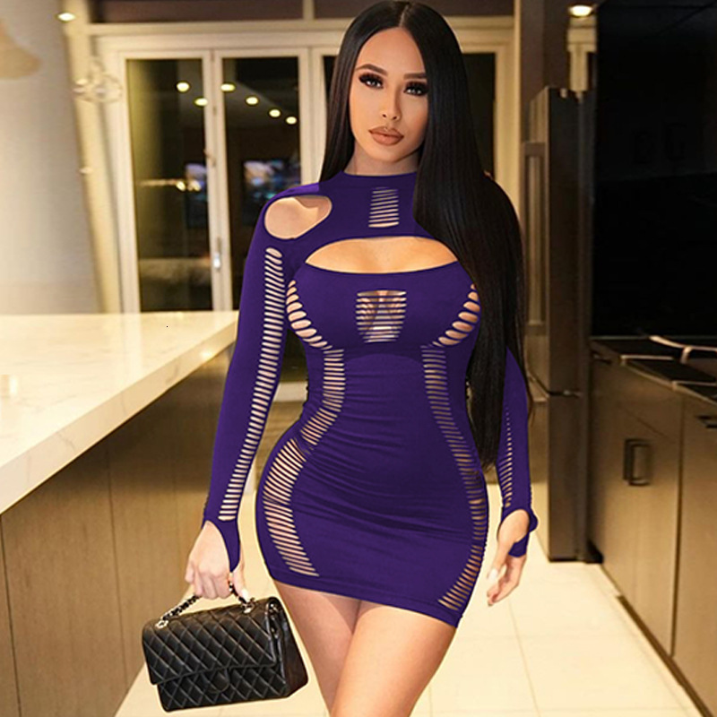 Women's Clothing New4 Summer New Product Fashionable And Sexy Hollow Out Round Neck Long Sleeved Dress For Women's Hair