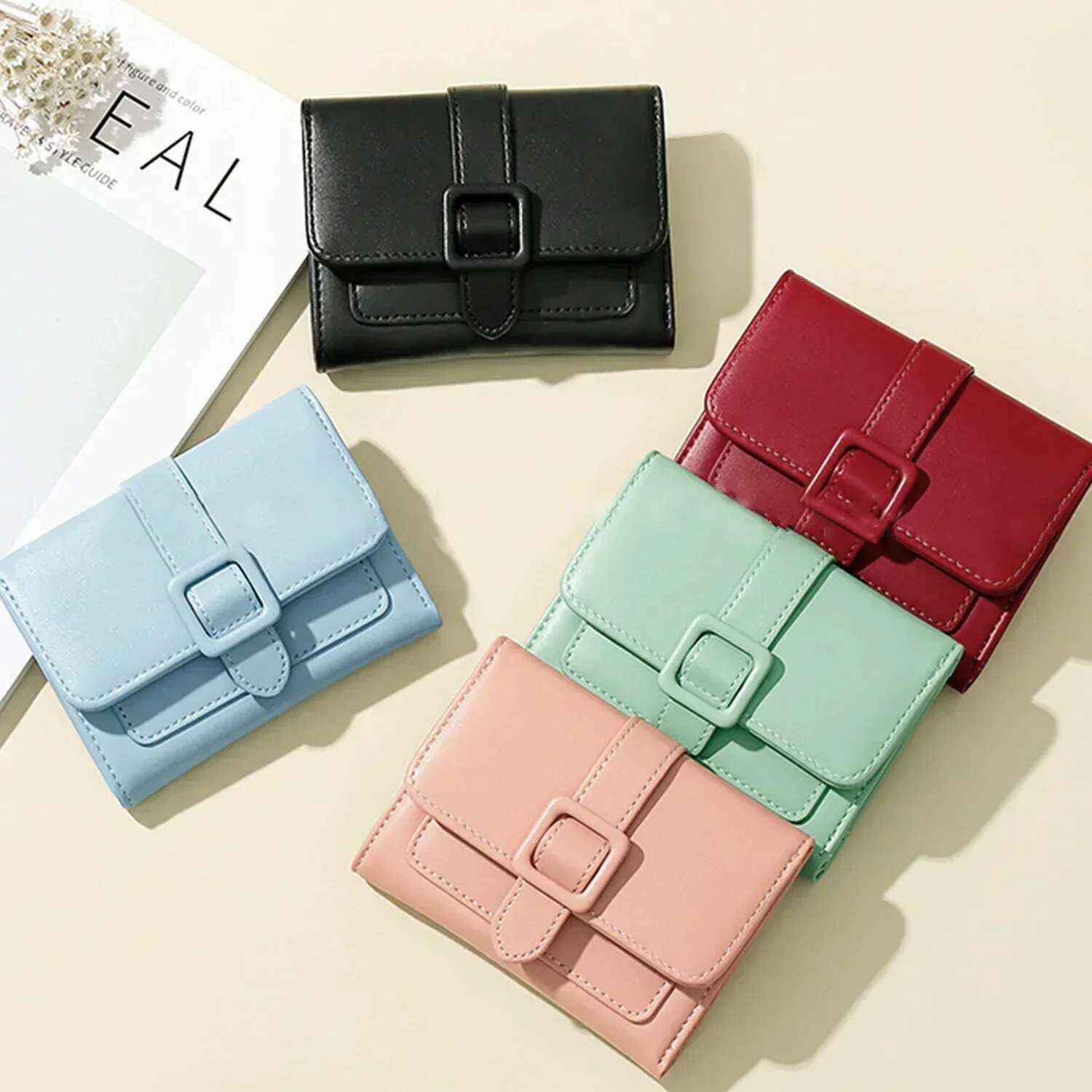 Candy Colored Small Wallet PU Leather Coin Paste Women's Card Holder Mini Designer Standard Women's Solid Wallet