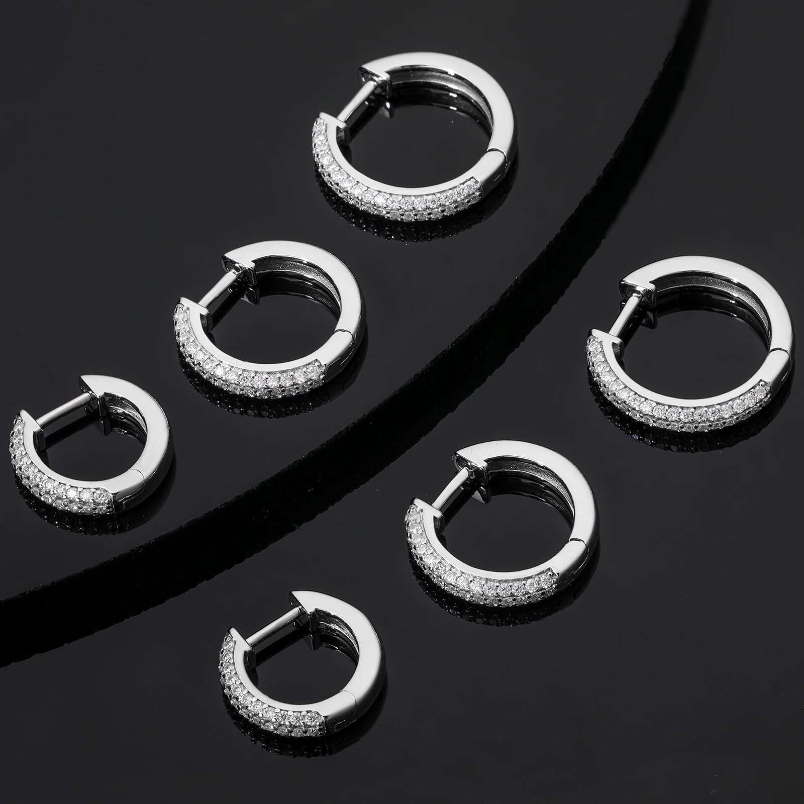 Sparkg Full Real Moissanite Round Hoop for Women 100% Sterg Sier Stud Earrings Wedding Party Jewelry Gifts