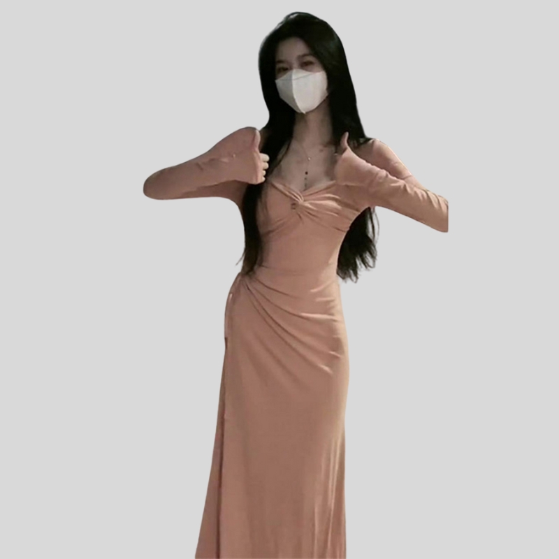 Early autumn clothes new stepmother hip-wrapped long dress Spice girl French high-end long-sleeved dress children autumn