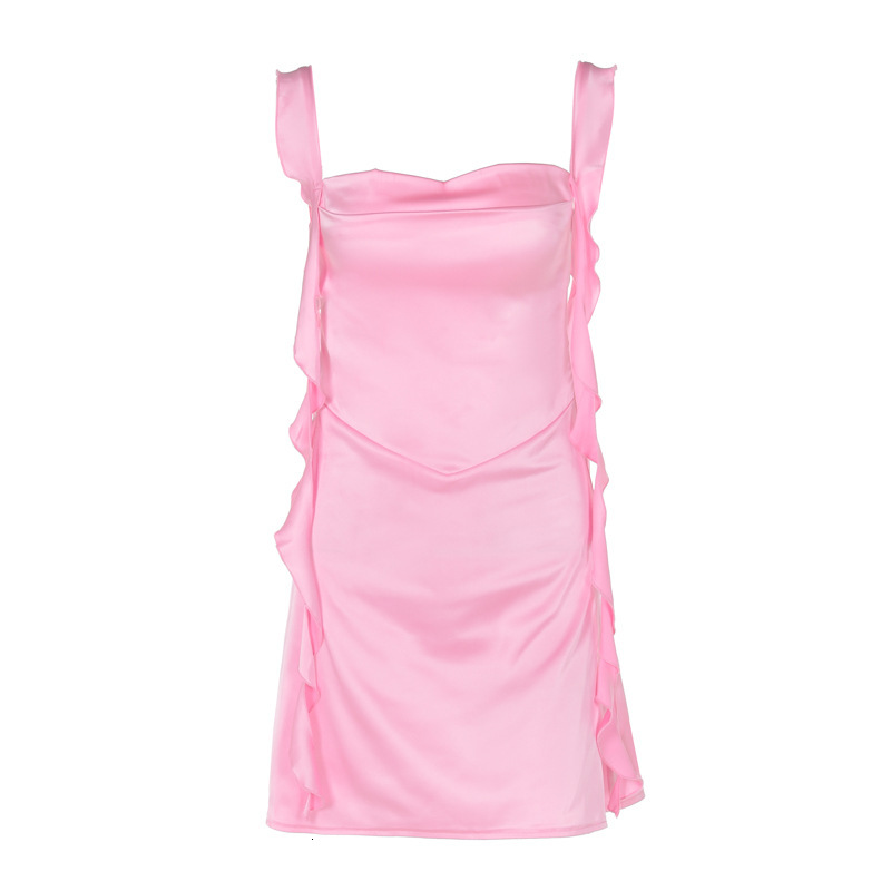 Women's New4 Summer New Fashion Sexy Open Back Ribbon Solid Color Dress
