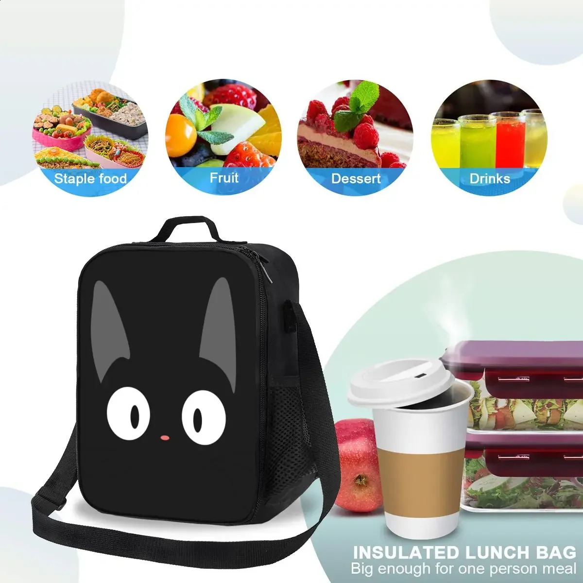 J-JiJis lunch bag with handle cool Japanese anime cooler bag carry picnic food bag 250228