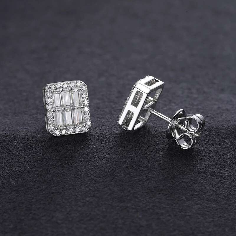 Top Quality 100% Square Sier Earrings Fashion Classic VVS1 Baguette Moissanite Earring For Women Jewelry