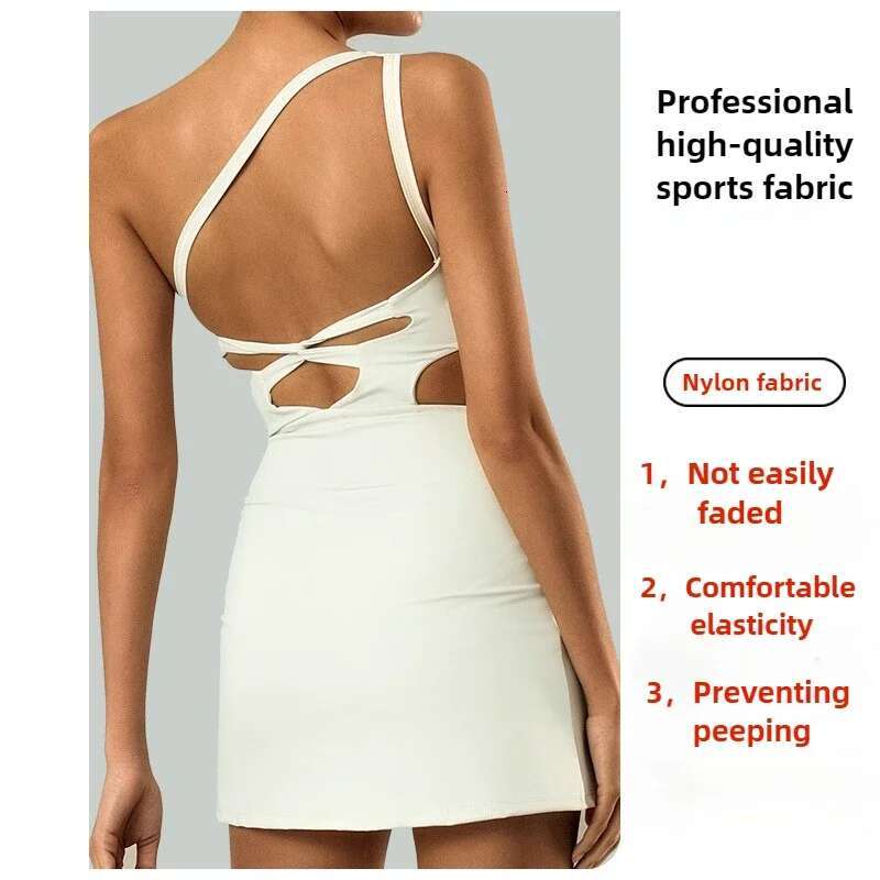 Seamless Naked Beauty Back Dress Running Sports Fiess Yoga Sets High Elastic Quick Drying Tennis Skirt Woman