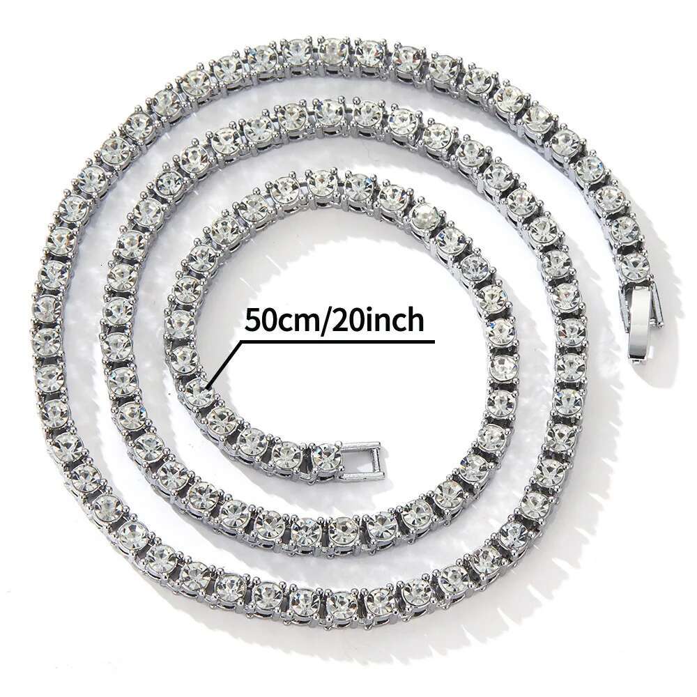 Hip Hop Versatile Zinc Alloy Dia Set Tennis Necklace Men Real 3/4/5mm Dias Cuban Neck Chain Fine Jewelry
