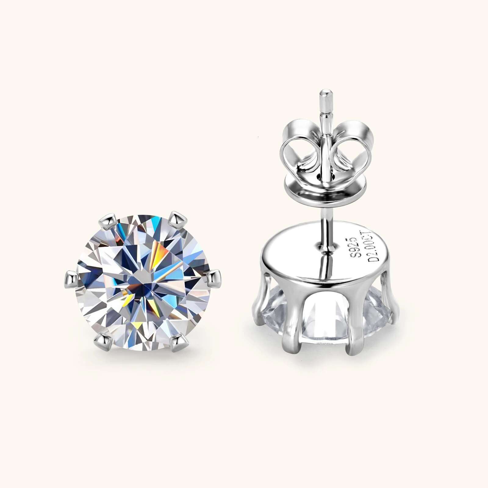 0.1-3ct Moissanite Dia Stud Earrings for Women Men Sier Original Certified Plated Gold Earring Wedding Jewelry