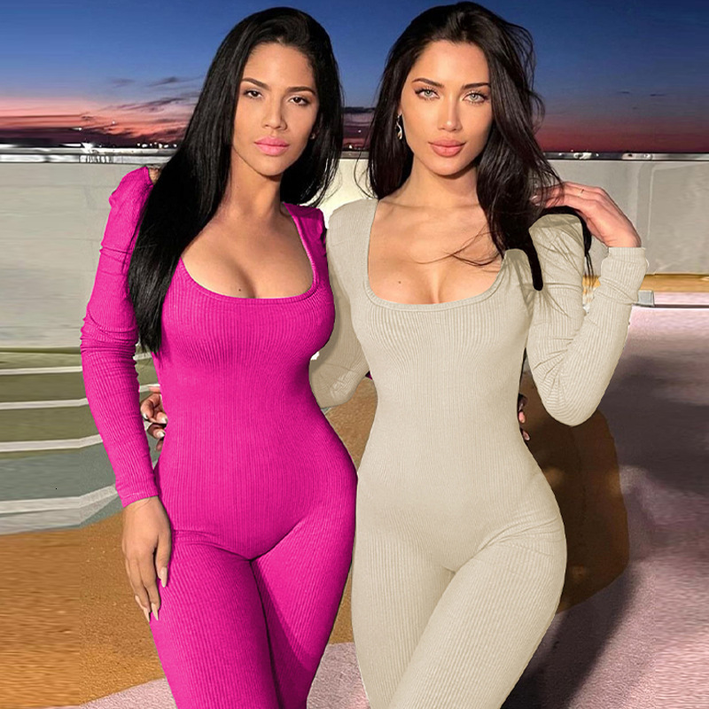 Women's New3 Winter New Fashion And Sexy Open Back Lace Up Slim Fit Long Sleeved Jumpsuit For Women