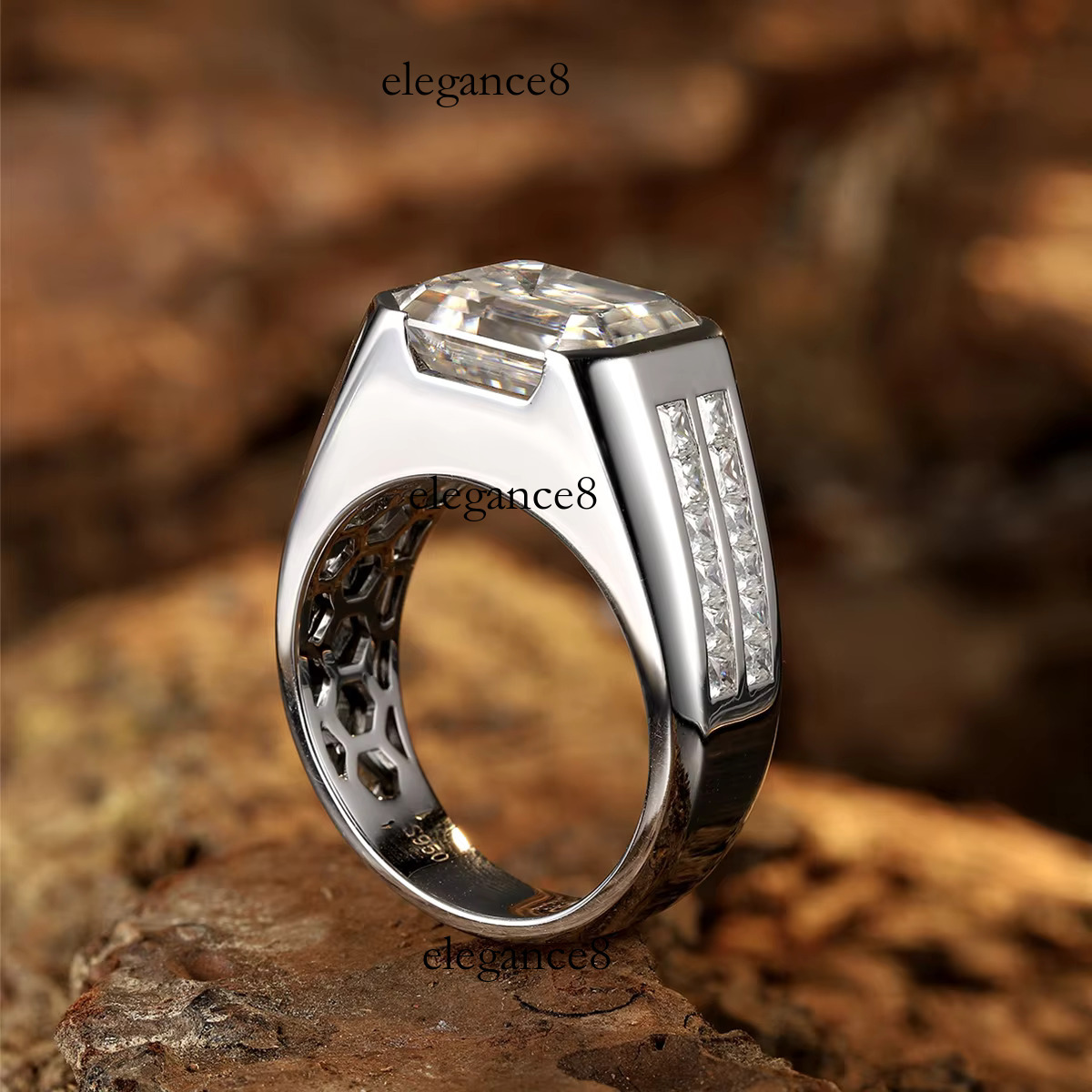 Men's 7ct Anniversary Commemorative with Unique Moissanite Engagement Ring