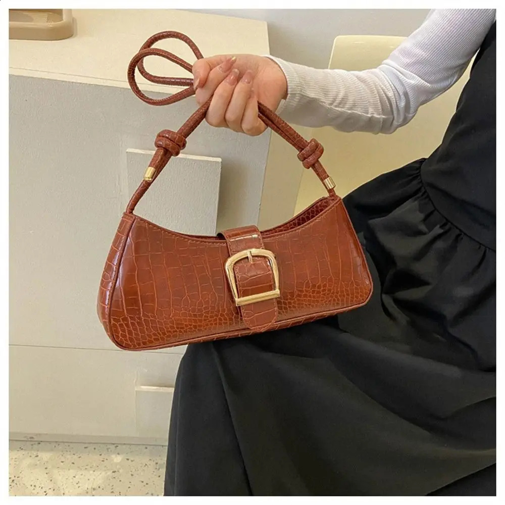 Women Stylish PU Leather Sling Bag Solid Color Shoulder Underarm Fashionable Portable Large Capacity Handbag 250227