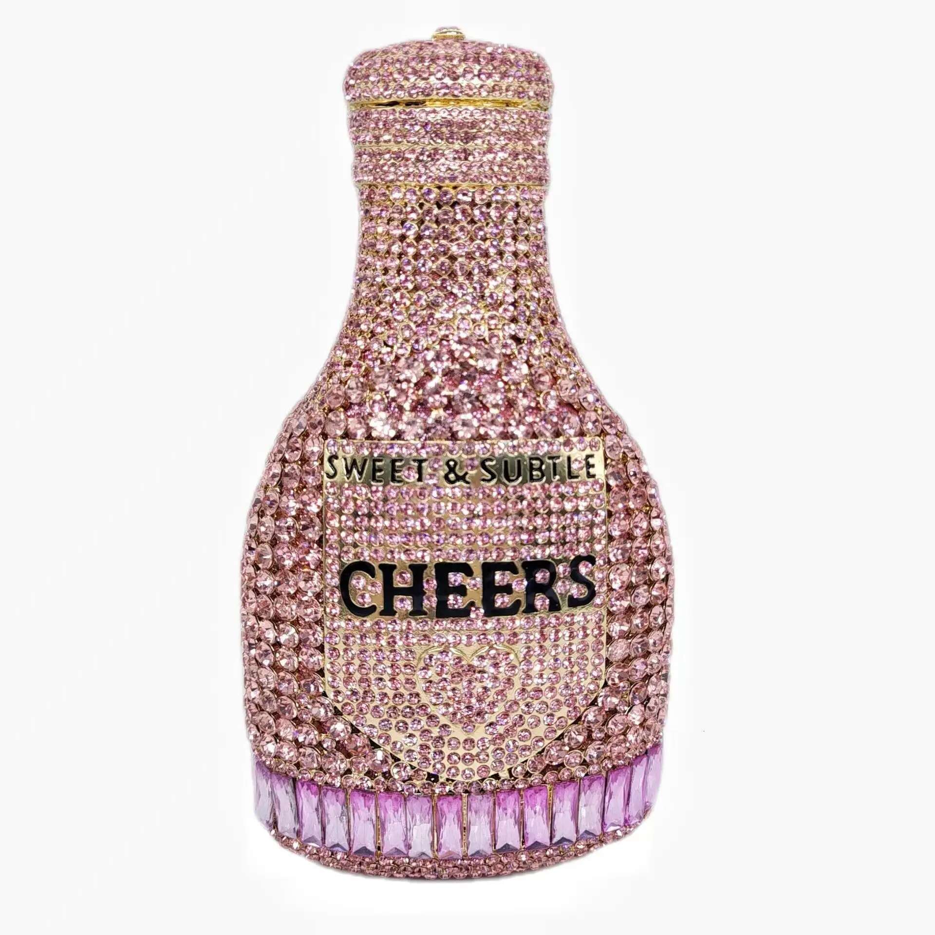 XIYUAN New Women CHEERS BOTTLE Gems Evening Bag Party Pouch Crystal Clutches Gold Rhie Phone Purses Money Handbag