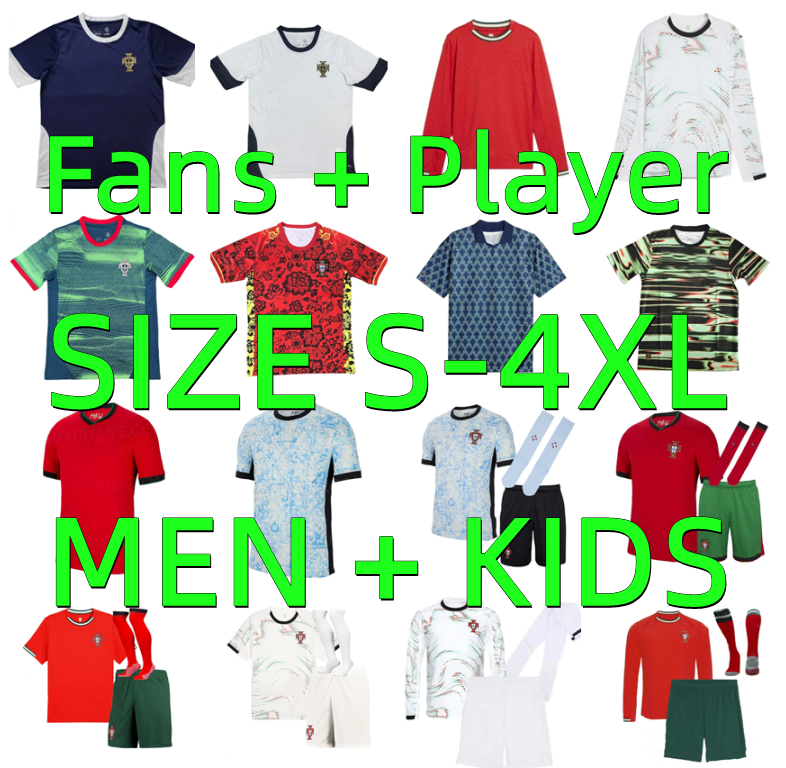 2024 2025 2026 Portugal soccer jerseys MEN KIDS KITS Player versoin PEPE JOAO FELIX football shirts B.FERNANDES BERNARDO R.SANCHES DIOGO J RONALDO 24 25 26 long sleeve