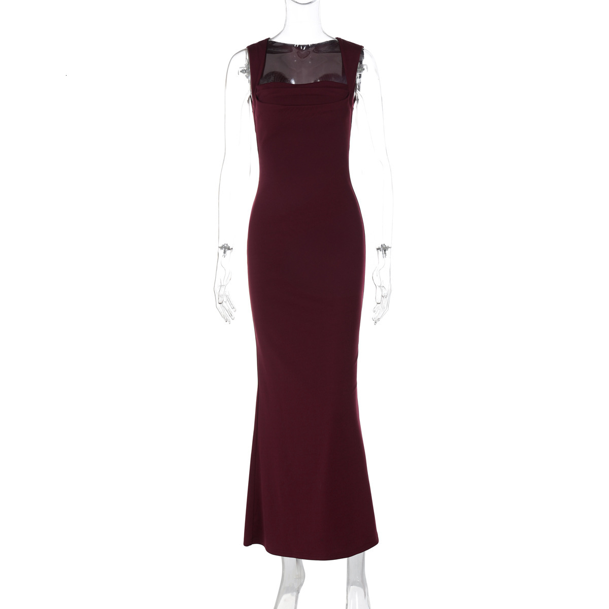Women's Clothing 2025 Spring/Summer New Product Fashionable Temperament Slim Fit Square Neck Sleeveless Waist Cinching Slimming Dress