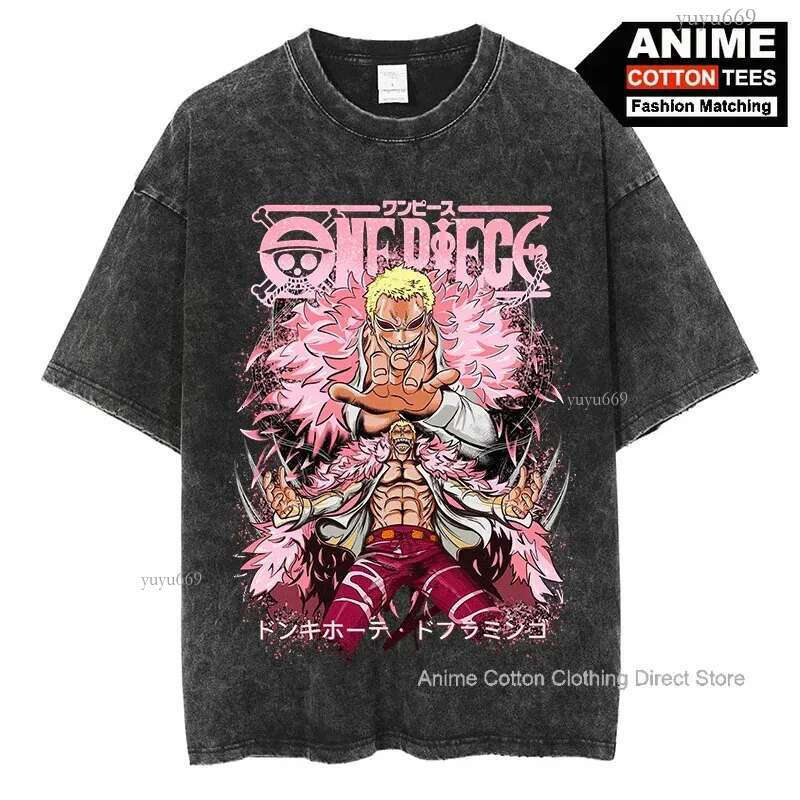 Shirt Doflamingo T One Piece Anime Print T-Shirts Y2k Harajuku Hip Hop Streetwear Tops For Unisex Oversized Vintage Cotton Tees 240528 -
