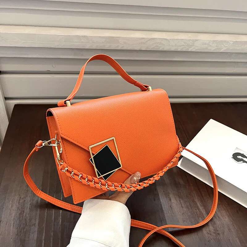New Fashion Square Shoulder Bag With Chain Handle Handbag And Wallet Designer Solid Color Pu Crossbody Bag