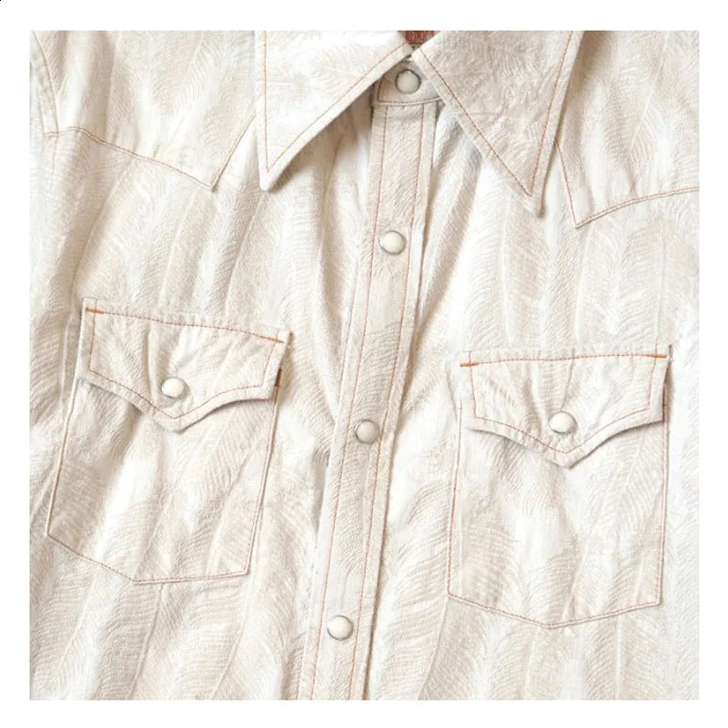 24AW KAPITAL Hirata and Hongri Japanese retro casual feather embroidered white denim loose long sleeved shirt 250226