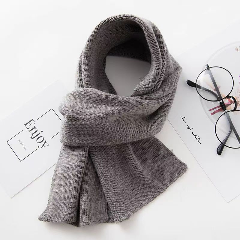 T208 scarf women's winter new all-match Korean Japanese style solid color female shawl student warm knitted long scarf