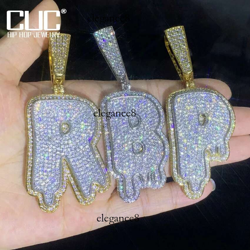 CUC Double Layer Drip Letter Pendant For Men Women Gold Sier Color Hip Hop Necklace Chain Rock Jewelry Gift Single A-Z