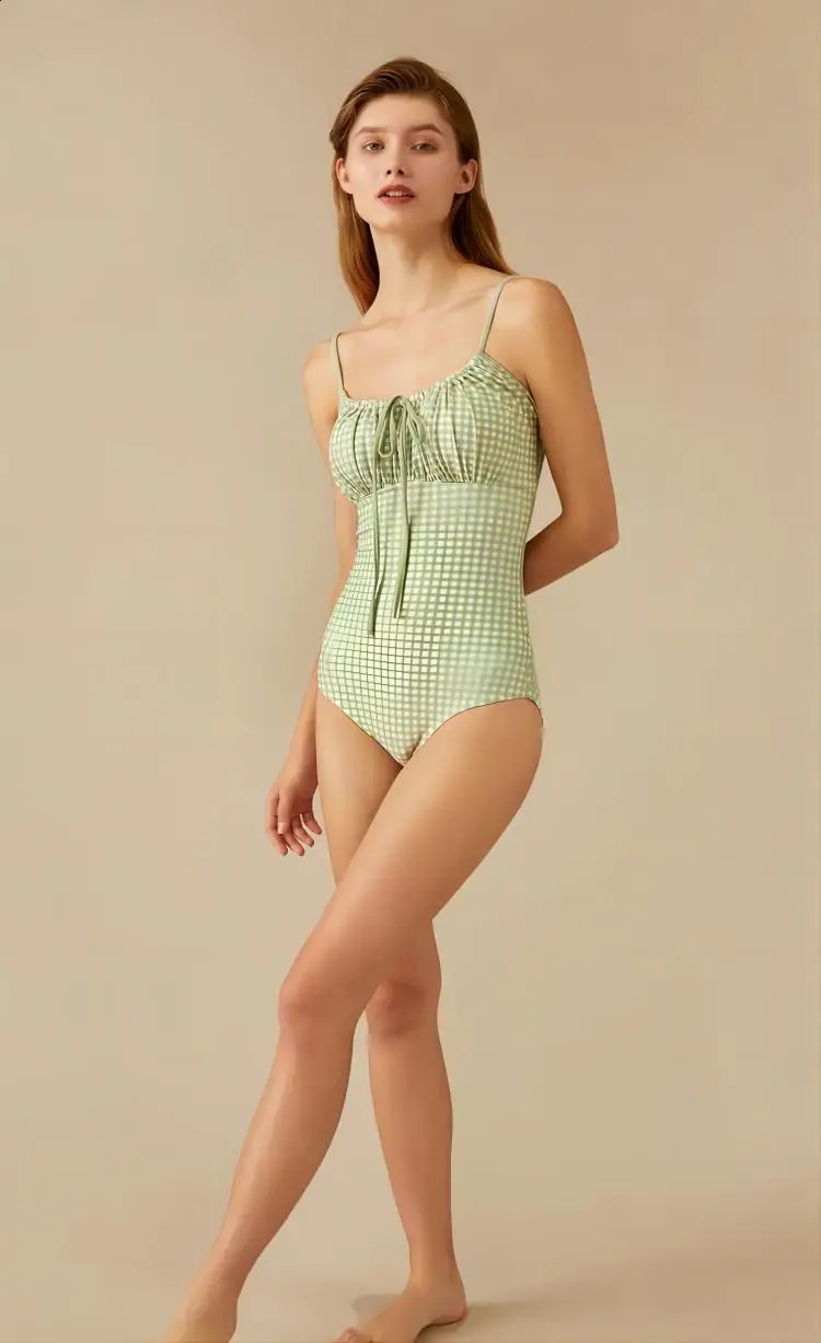 onepiece bikini drawstring backless swimsuit for women 250227