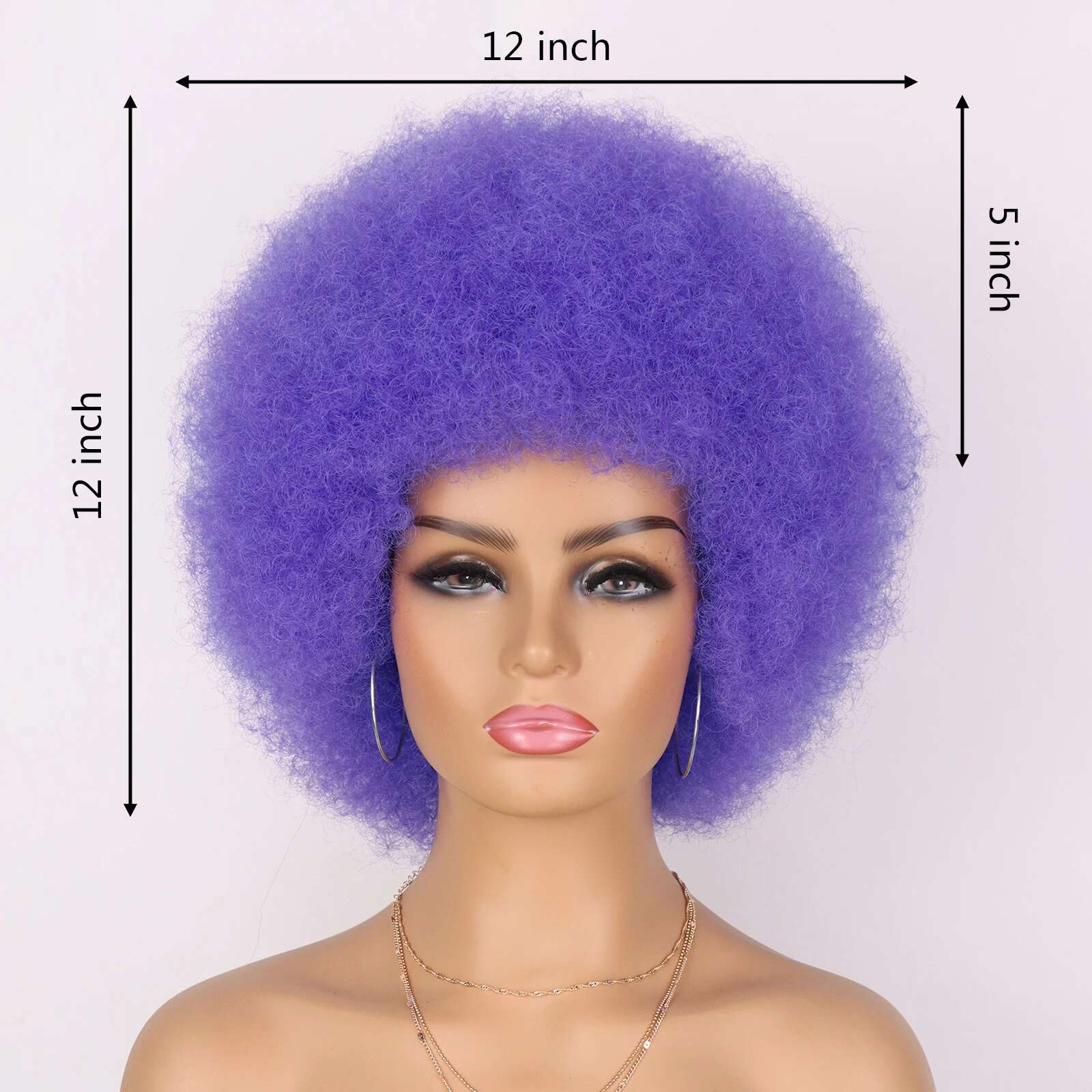 With Bangs Synthetic Short Afro Kinky Curly Wig For Black Women Large Bouncy And Soft Natural Looking Halloween Party