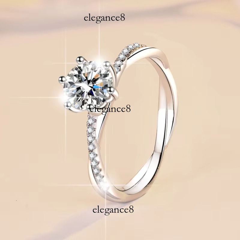Sier Engagement Rings Platinum Six Claw Inlaid Moissanite Dia Wedding Ring for Women