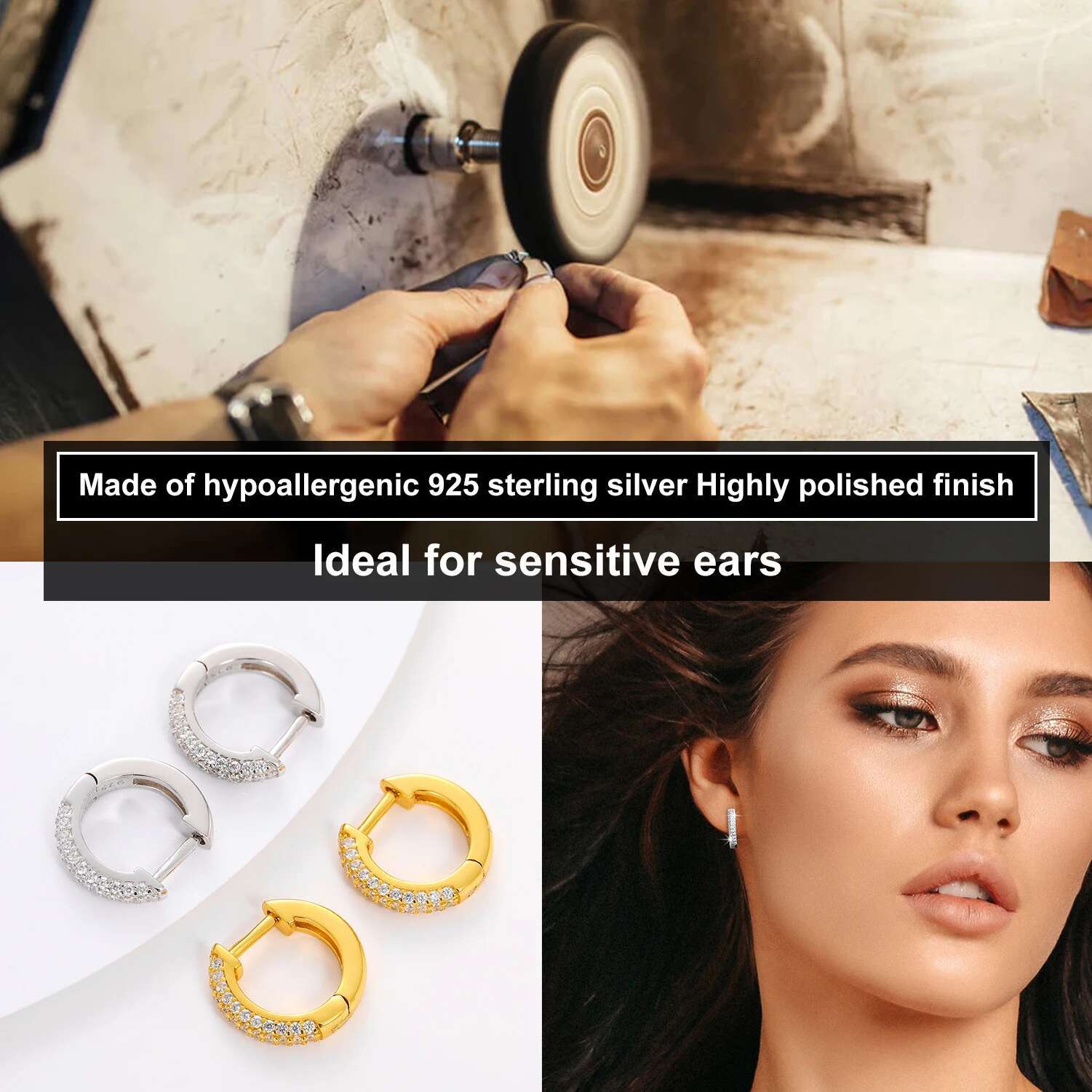 Sparkg Full Real Moissanite Round Hoop for Women 100% Sterg Sier Stud Earrings Wedding Party Jewelry Gifts