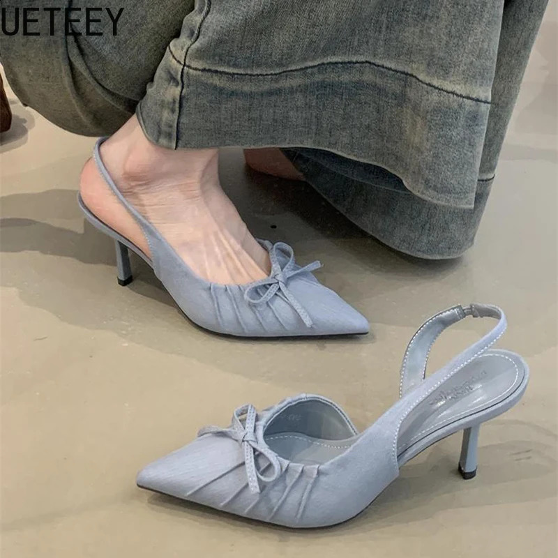 Summer High Heel Women Sandals Fashion Pointed Toe Singbacks Shoes Style Banquet Party Dress Sandals Shoes 250228