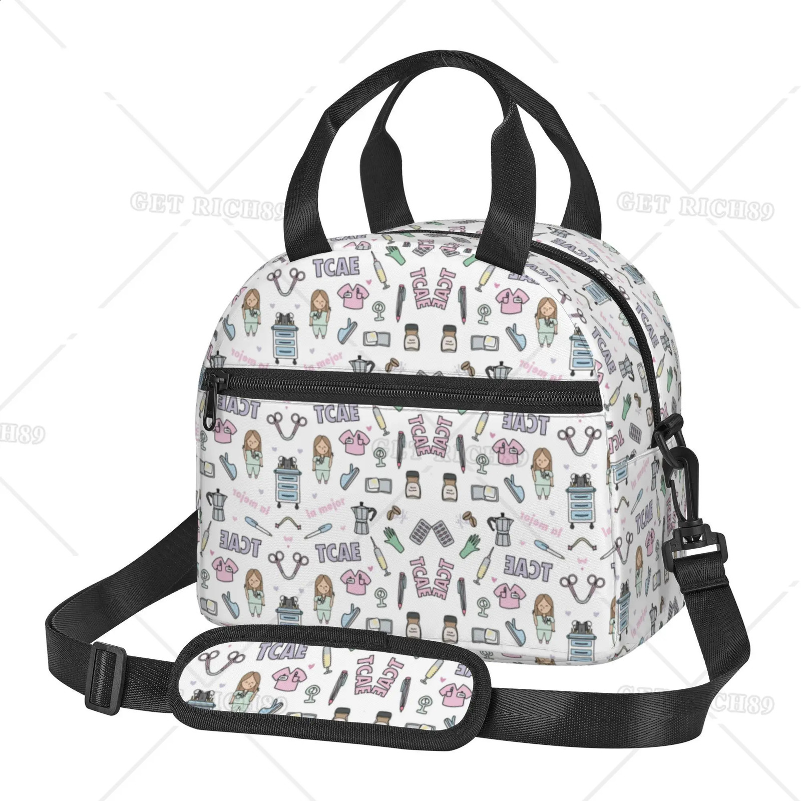 Doctor and Nurse Enfermera En Apuros Lunch Bag Large Insulated Lunch Box with Adjustable Shoulder Straps Suitable for Women Work and Travel 250228