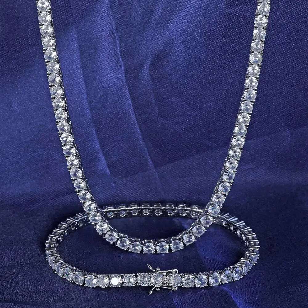 3mm Tennis Chain 1 Row Bg Zircon Copper Material Necklace Hip Hop Man and Women Iced Out Jewelry Drop shipping