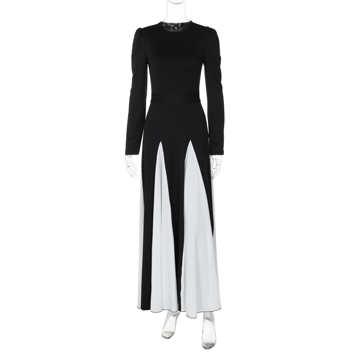 Women's Clothing New4 Autumn Winter New Fashionable And Socialite Style, Contrasting Colors, Mid Waist Lace Up Long Skirt