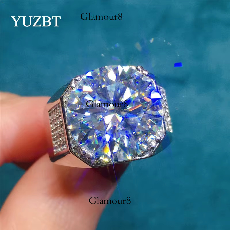 Sier original 10 14mm round bright cut test, past D-color carbon silica party ring, men's gift, boutique jewelry