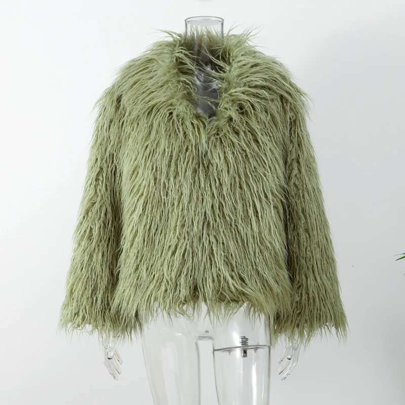 Elegant Faux Fur Jacket For Women Long Sleeve Lapel Loose Fashion Thick Coat 2024 Autumn New Lady Furry Outerwear