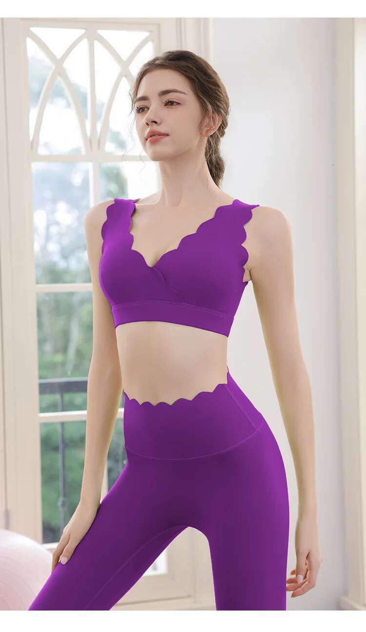 Lace Vest, Women's Shockproof Running Training, Sexy Fiess Gathering Bra, Sportswear Set