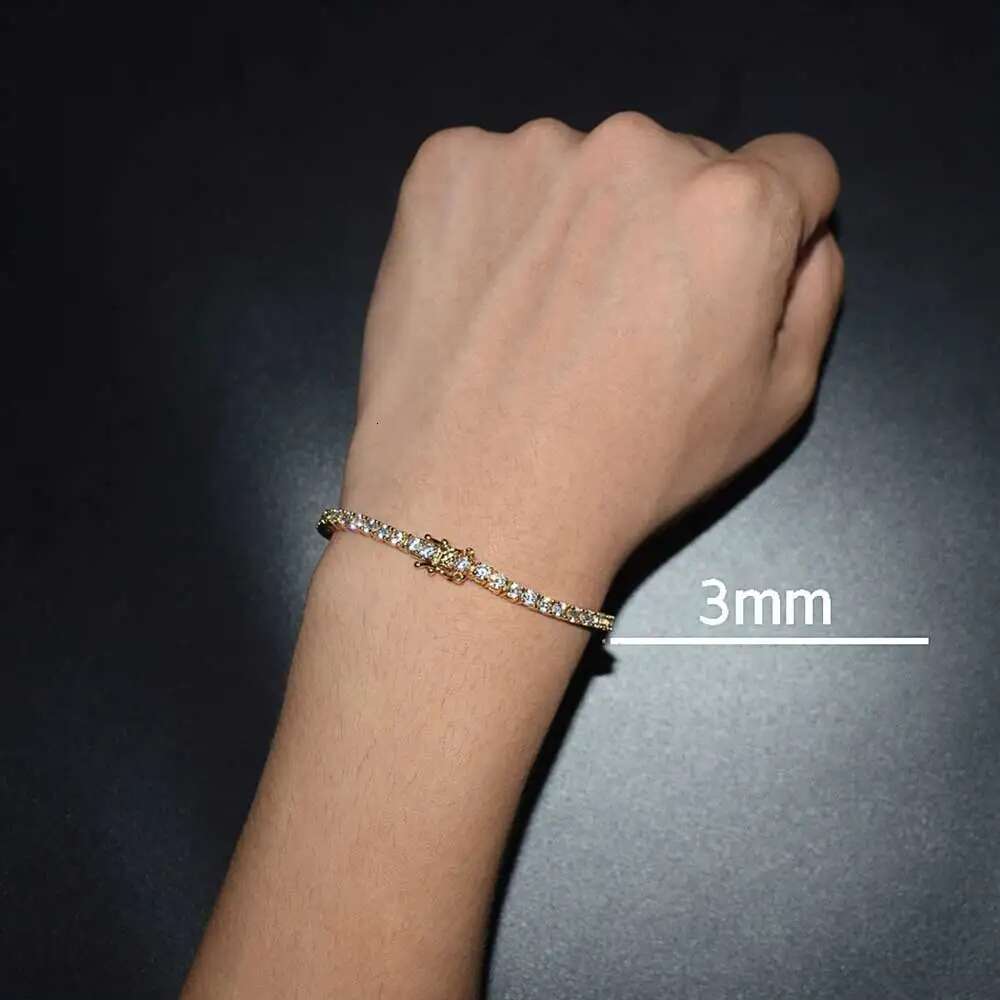 3mm Tennis Chain 1 Row Bg Zircon Copper Material Necklace Hip Hop Man and Women Iced Out Jewelry Drop shipping