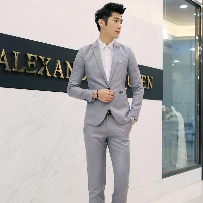 G2291Stylish Young Man's Korean Fashion Slim Fit Suit - Elegant Dress Wear for Students