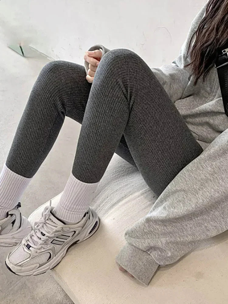 Womens long legs autumn winter cashmere leggings ankle length gray warm cotton thick velvet womens pants 250225