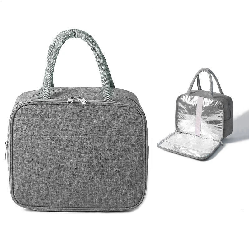 Portable insulated lunch bag waterproof canvas cooler ice pack work food handbag picnic bag 250228