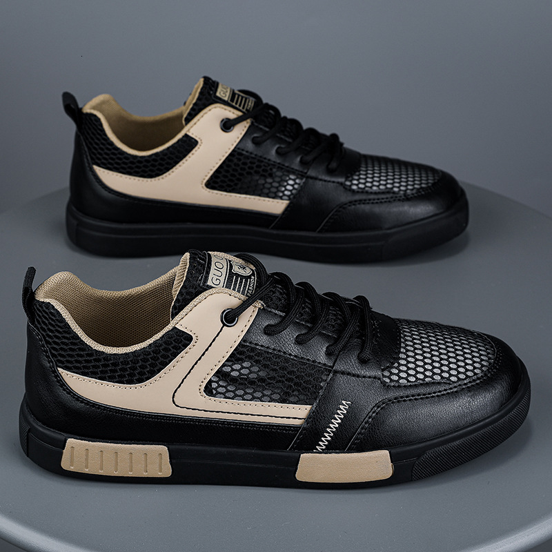 Mesh Summer Hollow Mesh Breathable Thin Board Men's Casual Versatile Height Increasing Anti Slip Sports Trendy Shoes