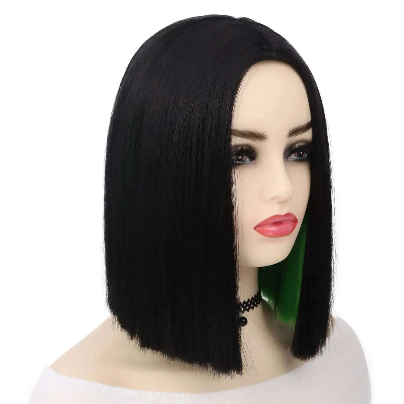 Wigs Synthetic Short Straight Wig Women Shoulder Length Green Red Pink Yellow Bob For Daily Party Use